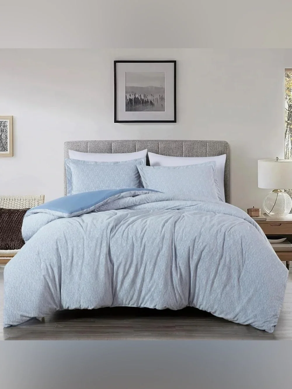 Light Blue Full 3 piece velvet comforter Set